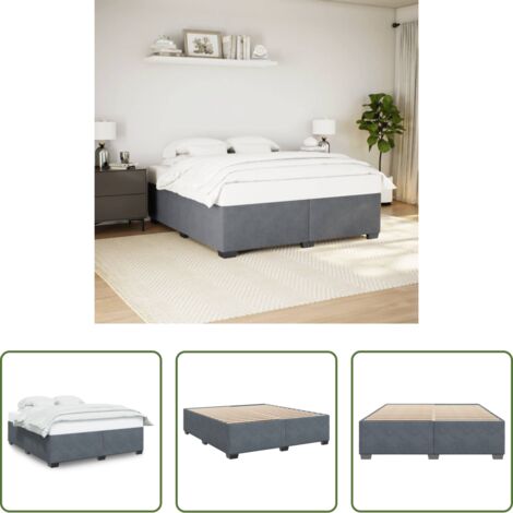 Letto con doghe -  Giroletto senza Materasso Grigio Scuro 200x200 cm Velluto
