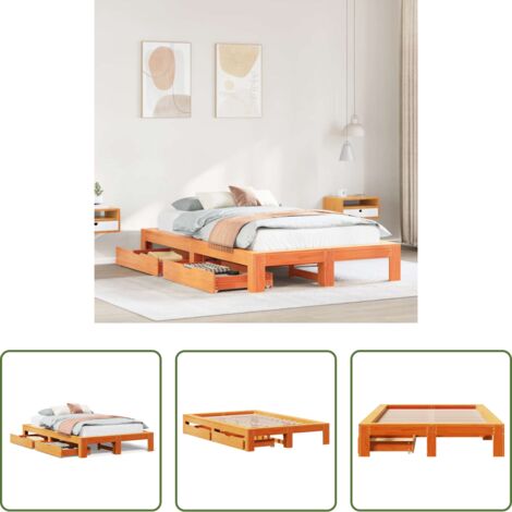 Letto con doghe -  Giroletto senza Materasso Marrone Cera 120x200 cm Legno di Pino