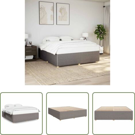 Letto con doghe -  Giroletto senza Materasso Tortora 200x200 cm in Tessuto