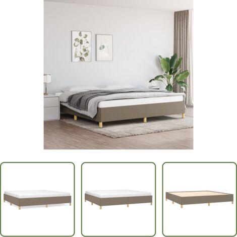 Letto con doghe -  Giroletto senza Materasso Tortora 200x200 cm in Tessuto
