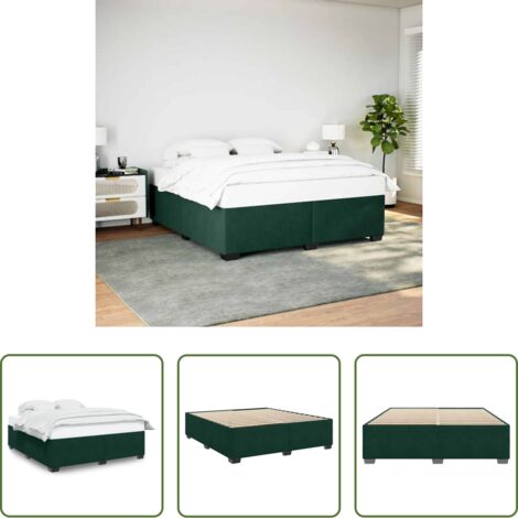 Letto con doghe -  Giroletto senza Materasso Verde Scuro 200x200 cm in Velluto