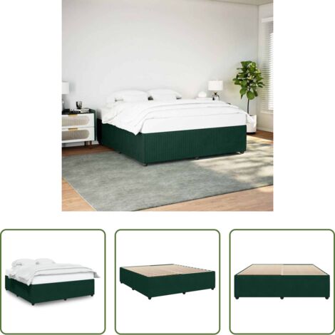 Letto con doghe -  Giroletto senza Materasso Verde Scuro 200x200 cm in Velluto