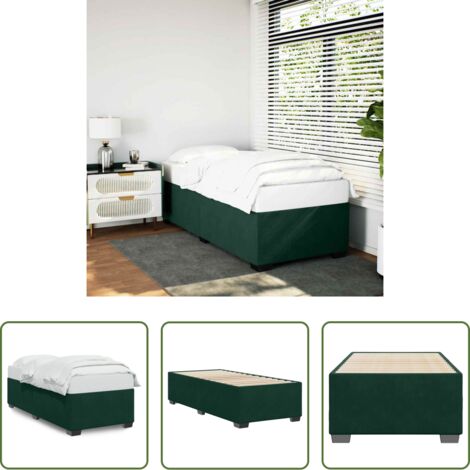 Letto con doghe -  Giroletto senza Materasso Verde Scuro 90x200 cm in Velluto