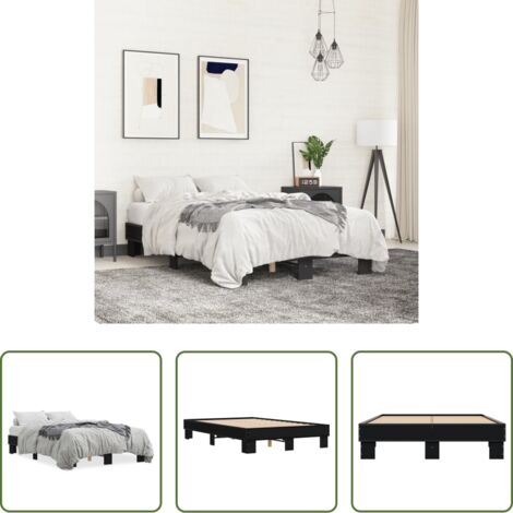 Letto con doghe in compensato -  Giroletto Nero 120x200 cm in Legno Multistrato e Metallo