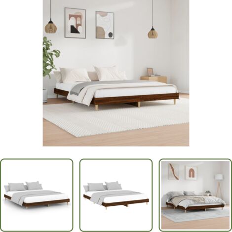Letto con doghe in compensato -  Giroletto senza Materasso Rovere Marrone 200x200 cm Truciolato