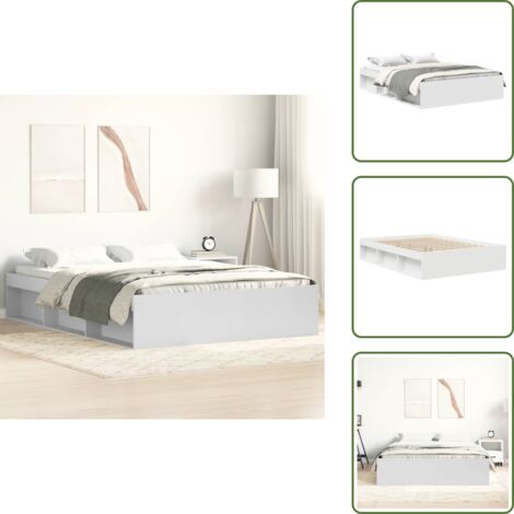 Letto con doghe in compensato - vidaXL Giroletto Bianco 150x200 cm King Size - Letto king size
