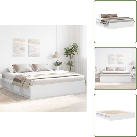 Letto con doghe in compensato - vidaXL Giroletto Bianco 180x200 cm Super King - Letto in legno