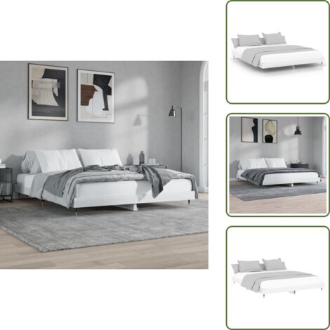 Letto con doghe in compensato - vidaXL Giroletto Bianco Lucido 160x200 cm in Legno Multistrato - Letto per camera da letto