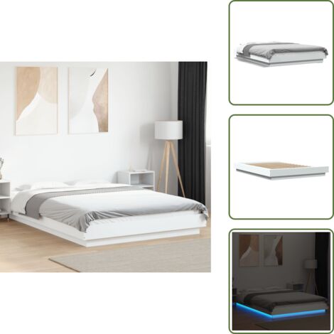 Letto con doghe in compensato - vidaXL Giroletto con Luci LED Bianco 140x190 cm in Legno Multistrato - Letto con luci LED bianche
