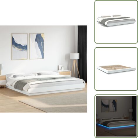Letto con doghe in compensato - vidaXL Giroletto con Luci LED Bianco 180x200 cm in Legno Multistrato - Letto con luci LED bianche