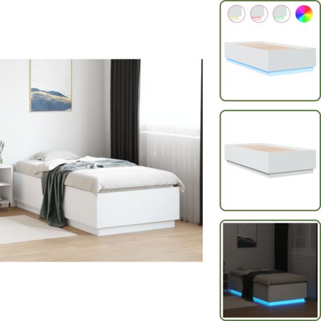 Letto con doghe in compensato - vidaXL Giroletto con Luci LED Bianco 90x190 cm in Legno Multistrato - Letto con luci LED bianche