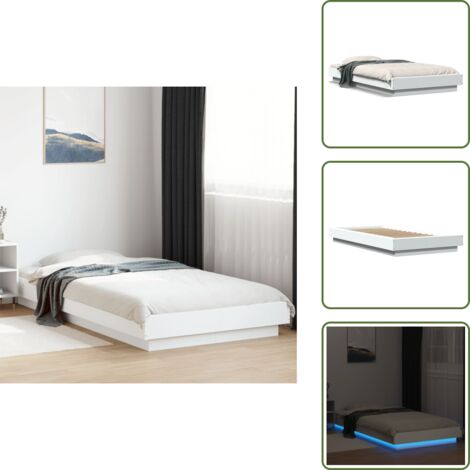 Letto con doghe in compensato - vidaXL Giroletto con Luci LED Bianco 90x190 cm in Legno Multistrato - Letto con luci LED bianche