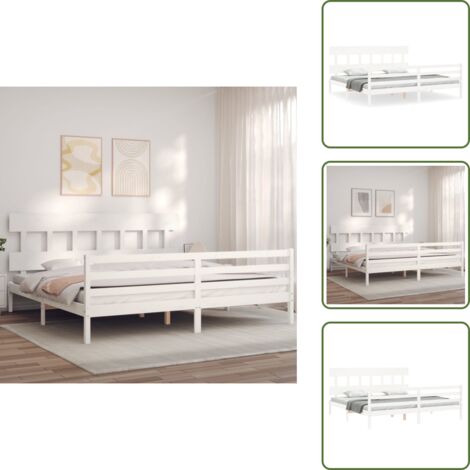 Letto con doghe in compensato - vidaXL Giroletto con Testiera Bianco 200x200 cm in Legno Massello - Letto con testiera e pediera