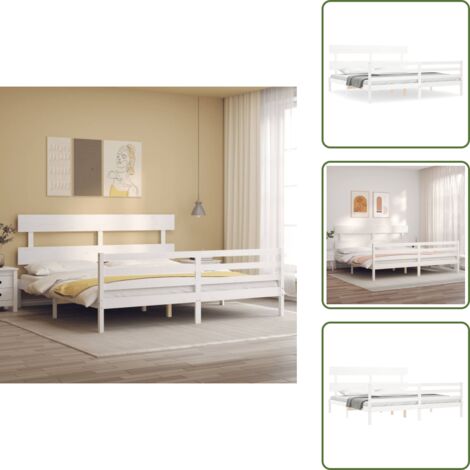 Letto con doghe in compensato - vidaXL Giroletto con Testiera Bianco 200x200 cm in Legno Massello - Letto con testiera e pediera