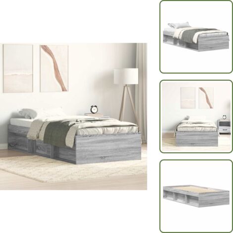 Letto con doghe in compensato - vidaXL Giroletto Grigio Sonoma 100x200 cm - Letto in legno