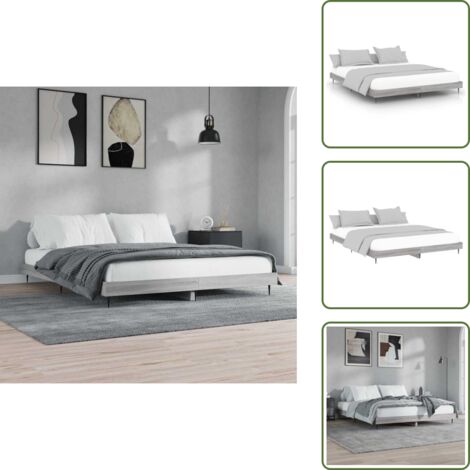 Letto con doghe in compensato - vidaXL Giroletto Grigio Sonoma 120x200 cm in Legno Multistrato - Letto in metallo