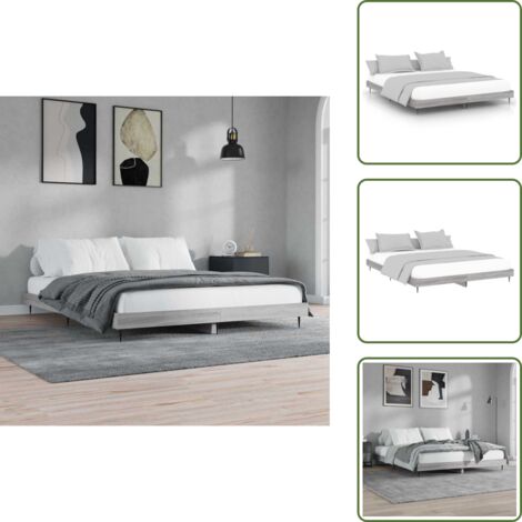 Letto con doghe in compensato - vidaXL Giroletto Grigio Sonoma 140x200 cm in Legno Multistrato - Letto grigio sonoma