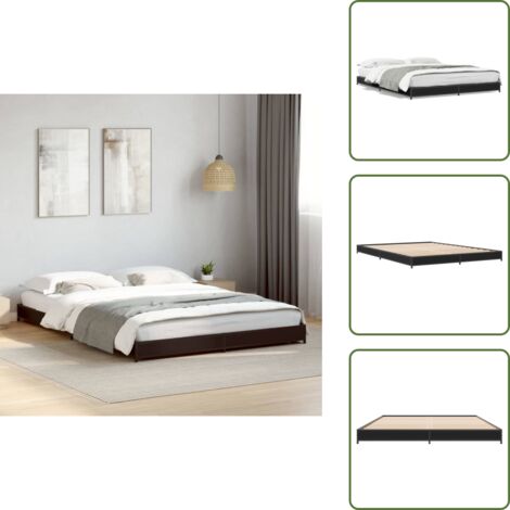 Letto con doghe in compensato - vidaXL Giroletto Nero 135x190 cm in Legno Multistrato e Metallo - Letto nero