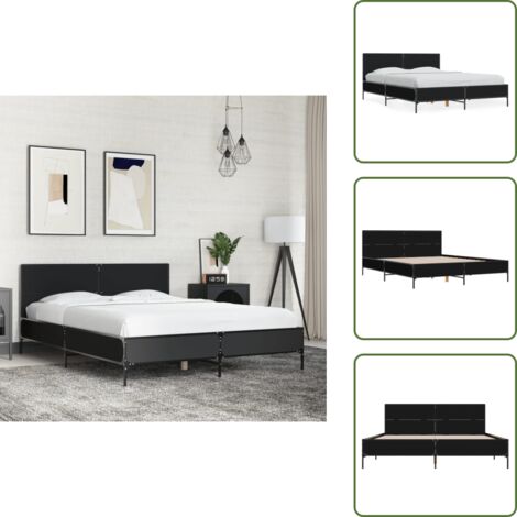 Letto con doghe in compensato - vidaXL Giroletto Nero 140x190 cm in Legno Multistrato e Metallo - Letto con testata
