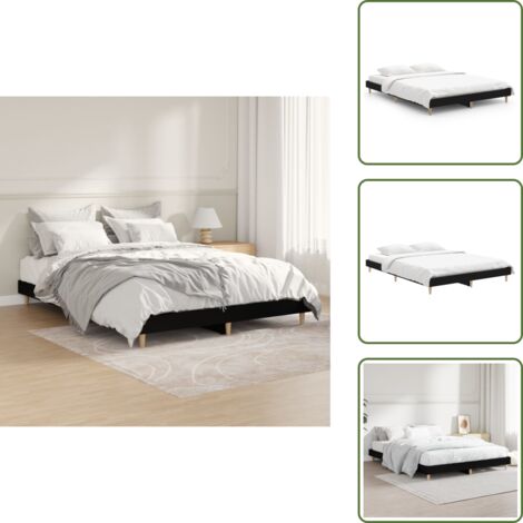 Letto con doghe in compensato - vidaXL Giroletto Nero 140x190 cm in Legno Multistrato - Letto nero
