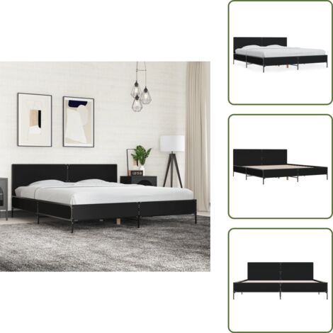 Letto con doghe in compensato - vidaXL Giroletto Nero 200x200 cm in Legno Multistrato e Metallo - Letto con supporto schiena
