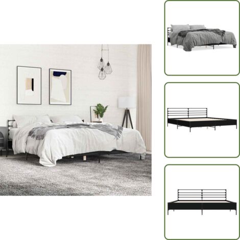 Letto con doghe in compensato - vidaXL Giroletto Nero 200x200 cm in Legno Multistrato e Metallo - Letto con supporto schiena