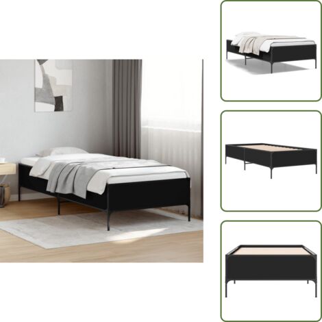 Letto con doghe in compensato - vidaXL Giroletto Nero 75x190 cm in Legno Multistrato e Metallo - Letto nero