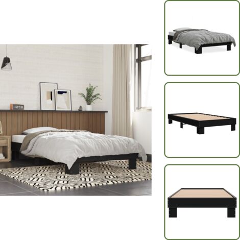 Letto con doghe in compensato - vidaXL Giroletto Nero 90x190 cm in Legno Multistrato e Metallo - Letto per camera da letto
