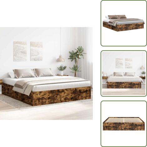 Letto con doghe in compensato - vidaXL Giroletto Rovere Fumo 200x200 cm - Letto in legno