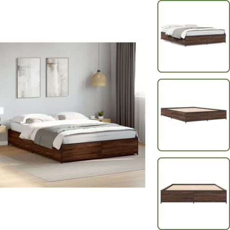 Letto con doghe in compensato - vidaXL Giroletto Rovere Marrone 120x190cm in Legno Multistrato Metallo - Letto con materiale resistente