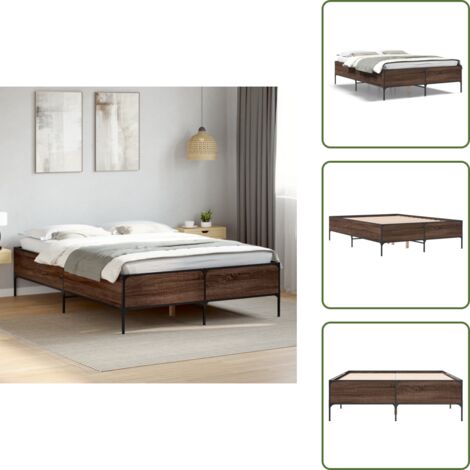Letto con doghe in compensato - vidaXL Giroletto Rovere Marrone 120x200cm in Legno Multistrato Metallo - Letto per camera da letto
