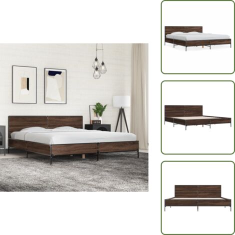 Letto con doghe in compensato - vidaXL Giroletto Rovere Marrone 200x200cm in Legno Multistrato Metallo - Letto con supporto schiena