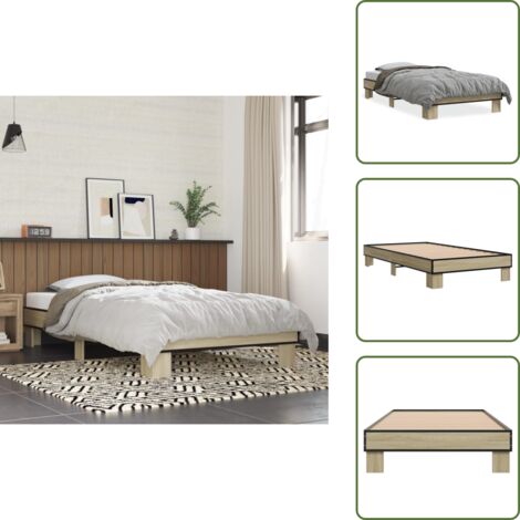 Letto con doghe in compensato - vidaXL Giroletto Rovere Sonoma 75x190cm in Legno Multistrato e Metallo - Letto in metallo