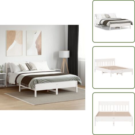 Letto con doghe in compensato - vidaXL Giroletto senza Materasso Bianco 160x200 cm Legno Massello Pino - Letto in pino