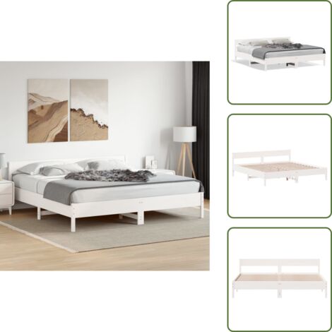 Letto con doghe in compensato - vidaXL Giroletto senza Materasso Bianco 180x200 cm Legno Massello Pino - Letto con testata in legno