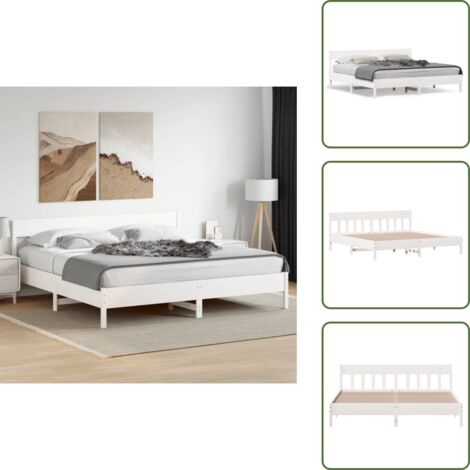 Letto con doghe in compensato - vidaXL Giroletto senza Materasso Bianco 200x200 cm Legno Massello Pino - Letto con testata in legno
