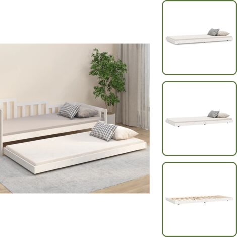 Letto con doghe in compensato - vidaXL Giroletto senza Materasso Bianco 90x200 cm Legno Massello Pino - Letto senza materasso
