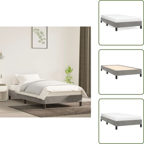 Letto con doghe in compensato - vidaXL Giroletto senza Materasso Grigio Chiaro 100x200 cm Velluto - Letto con gambe di supporto