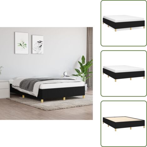 Letto con doghe in compensato - vidaXL Giroletto senza Materasso Nero 140x190 cm in Tessuto - Letto con gambe di supporto