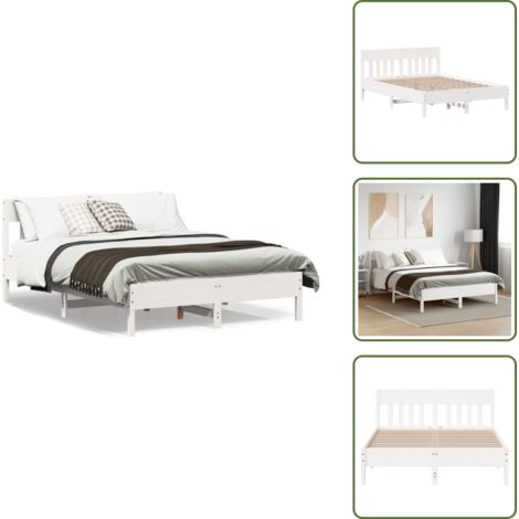 Letto con doghe in compensato - vidaXL Letto senza Materasso Bianco 120x190 cm Legno Massello di Pino - Letto con testata