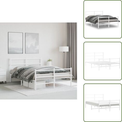 Letto con doghe in metallo - vidaXL Giroletto con Testiera e Pediera Metallo Bianco 140x190 cm - Letto con spazio sotto