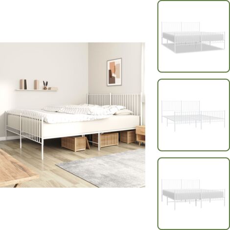 Letto con doghe in metallo - vidaXL Giroletto con Testiera e Pediera Metallo Bianco 200x200 cm - Letto con spazio sotto
