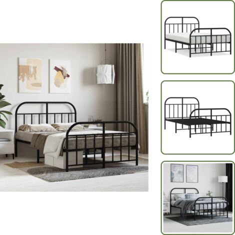 Letto con doghe in metallo - vidaXL Giroletto con Testiera e Pediera Metallo Nero 120x190 cm - Letto con spazio sotto
