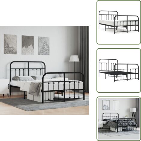 Letto con doghe in metallo - vidaXL Giroletto con Testiera e Pediera Metallo Nero 120x200 cm - Letto con spazio sotto