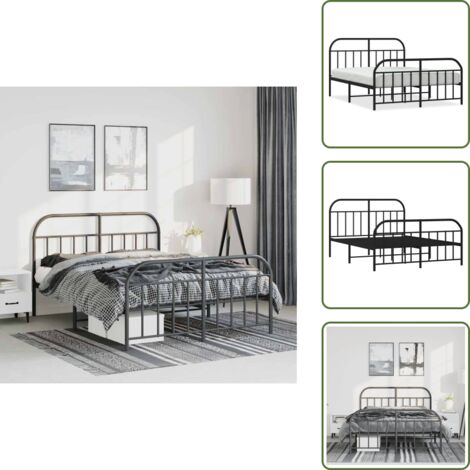 Letto con doghe in metallo - vidaXL Giroletto con Testiera e Pediera Metallo Nero 135x190 cm - Letto con spazio sotto