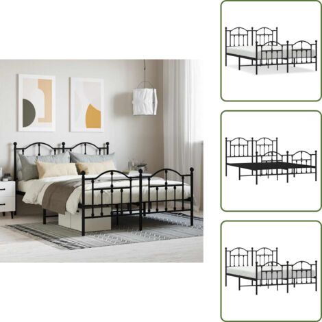 Letto con doghe in metallo - vidaXL Giroletto con Testiera e Pediera Metallo Nero 140x190 cm - Letto con spazio sottostante