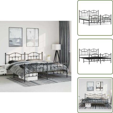 Letto con doghe in metallo - vidaXL Giroletto con Testiera e Pediera Metallo Nero 183x213 cm - Letto con spazio sotto