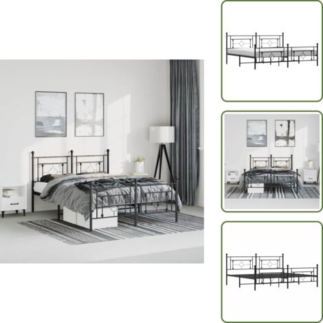 Letto con doghe in metallo - vidaXL Giroletto con Testiera e Pediera Metallo Nero 193x203 cm - Letto con spazio sottostante