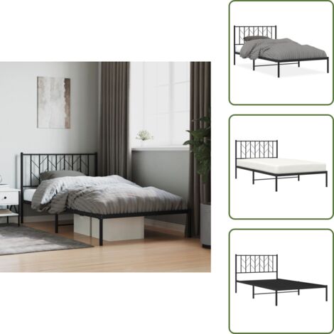 Letto con doghe in metallo - vidaXL Giroletto con Testiera in Metallo Nero 107x203 cm - Letto con spazio sotto