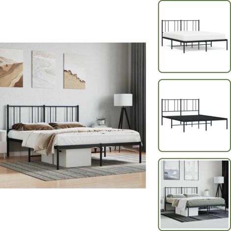 Letto con doghe in metallo - vidaXL Giroletto con Testiera in Metallo Nero 120x190 cm - Letto con spazio sotto